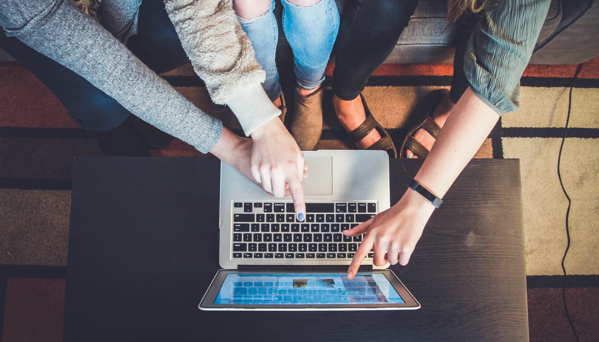 People working together on a computer